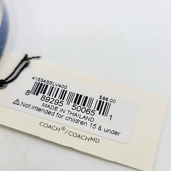 Coach Silver Blue Glitter C Logo Bangle Bracelet - Picture 6 of 6